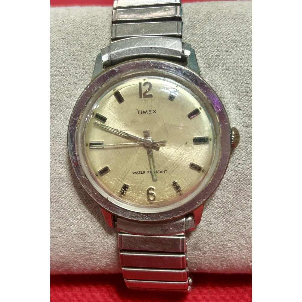 Vintage 1972 Timex Marlin 26070 Mechanical 12/6 Explorer Dial Mens Watch Works